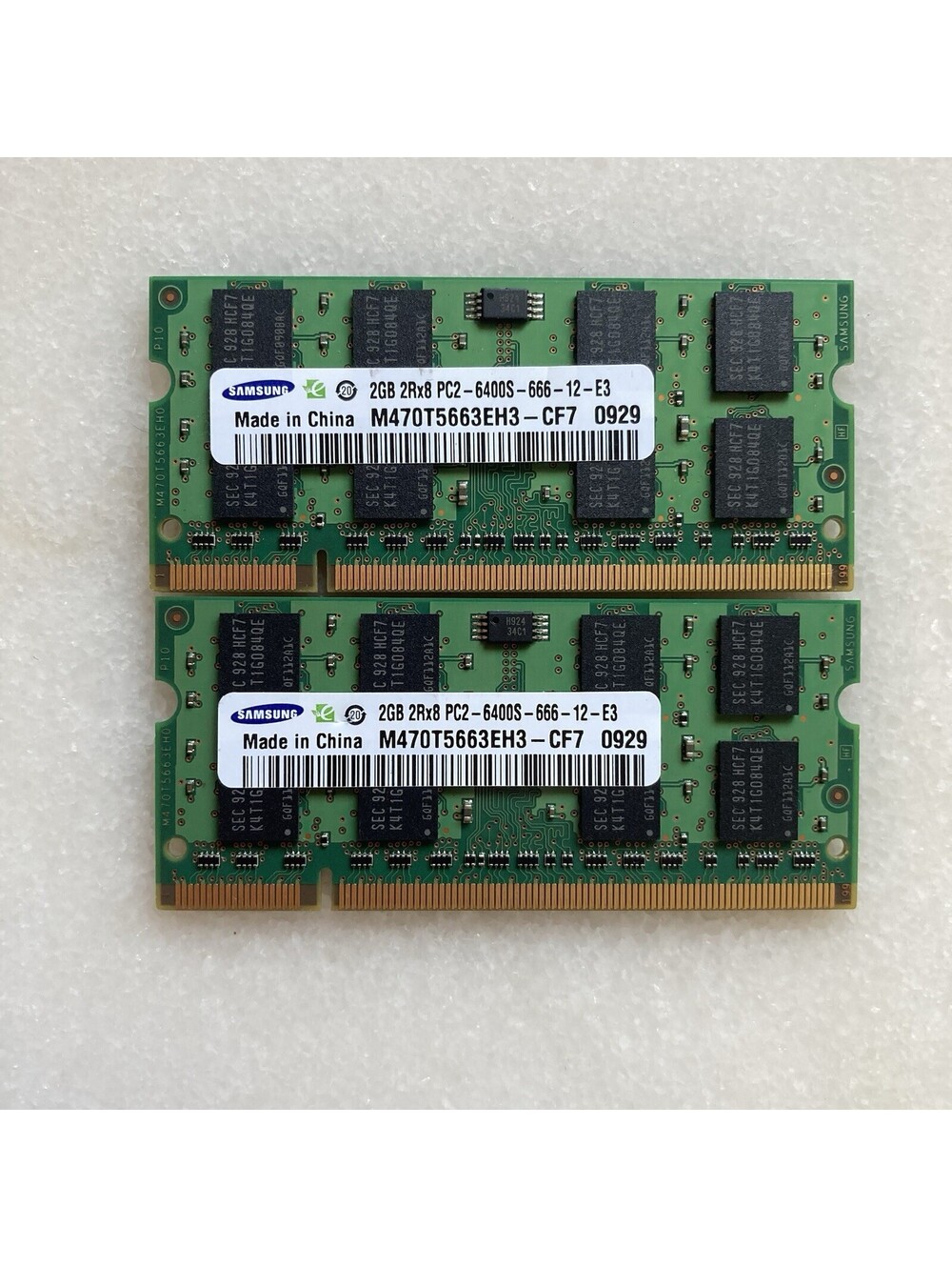 Lot of 2 - Samsung M470T5663EH3-CF7 2GB PC2-6400 DDR2-800 Laptop Memory Module